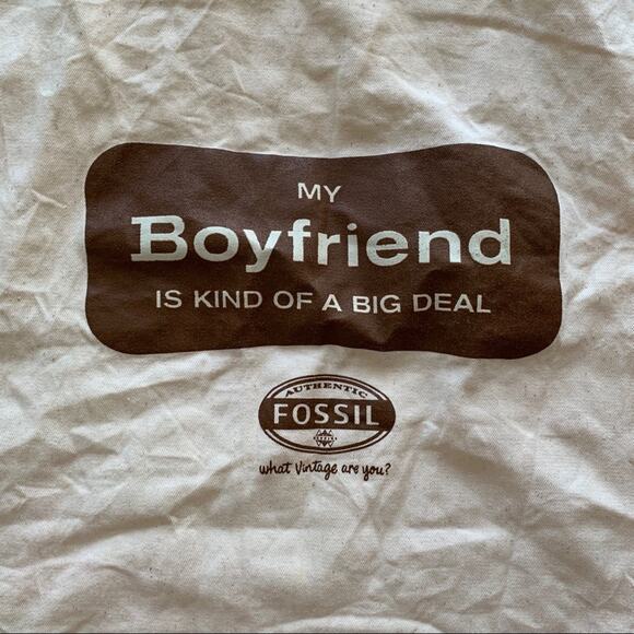 Fossil "My Boyfriend is Kind of a Big Deal" Tote Re bag Lightweight Canvas - Picture 2 of 4